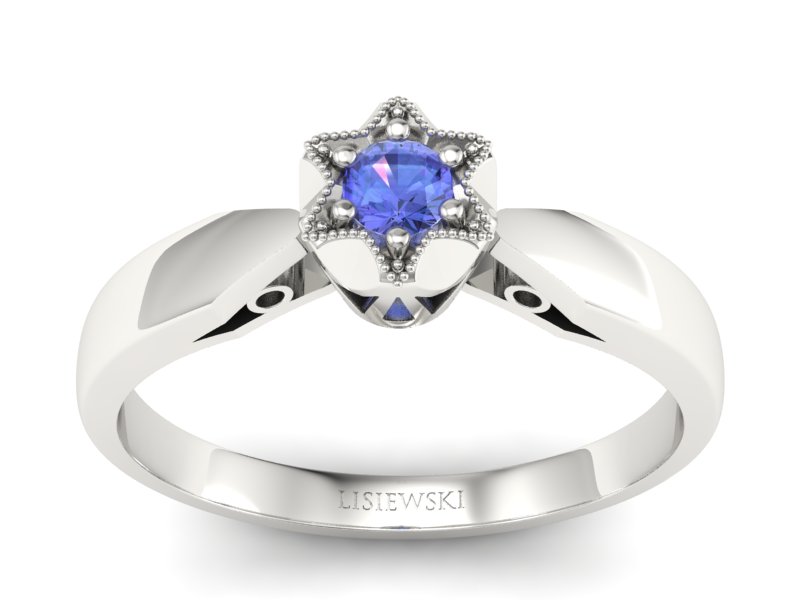 Złoty Pierścionek z tanzanitem białe złoto 585 - p16003bt - 1