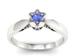 Złoty pierścionek z tanzanitem białe złoto - p16003bt