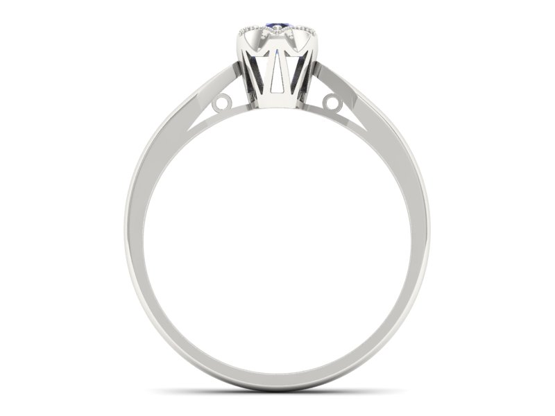 Złoty Pierścionek z tanzanitem białe złoto 585 - p16003bt - 2