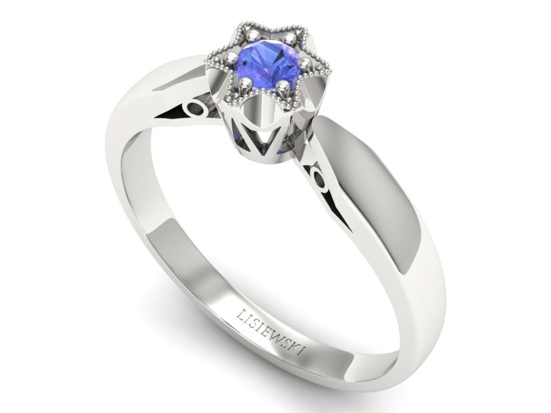 Złoty Pierścionek z tanzanitem białe złoto 585 - p16003bt - 3