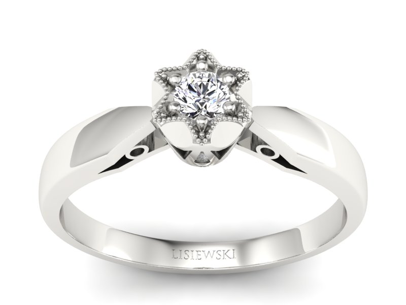 Platynowy Pierścionek zaręczynowy z brylantem - p16003pt - 1