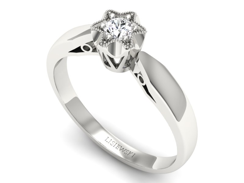 Platynowy Pierścionek zaręczynowy z brylantem - p16003pt - 3