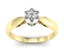 Pierścionek z brylantem żółte i białe złoto 585 - p16003zb