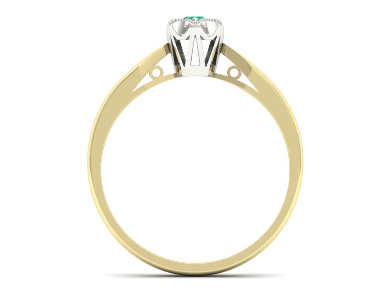 Pierścionek ze szmaragdem żółte białe złoto 585 - p16003zbsm - 2