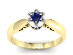 Pierścionek z szafirem żółte i białe złoto - p16003zbsz