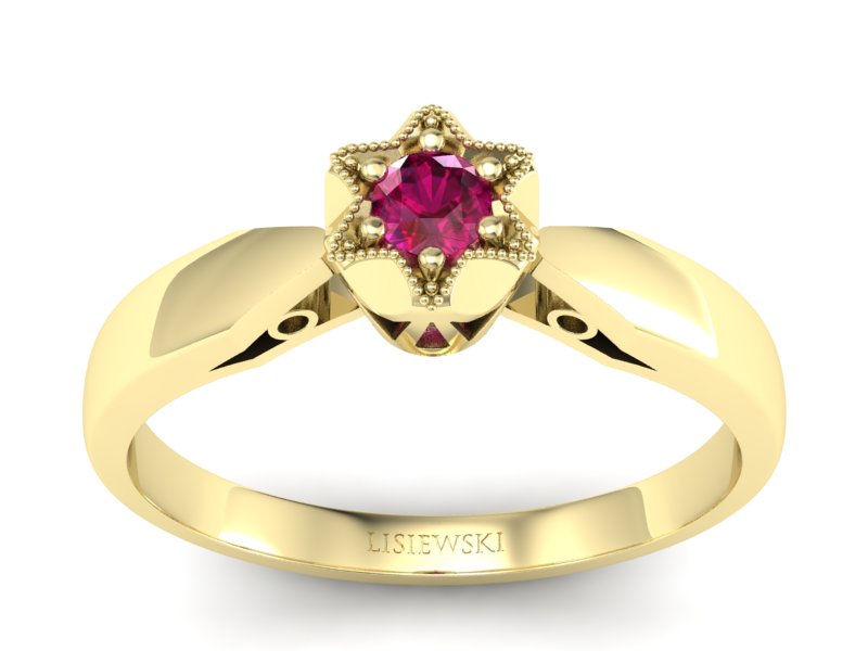 Złoty Pierścionek z rubinem żółte złoto próby 585 - p16003zr - 1