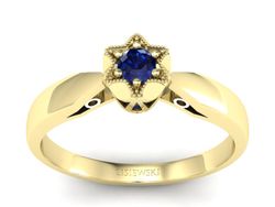 Złoty Pierścionek z szafirem żółte złoto 585 - p16003zsz