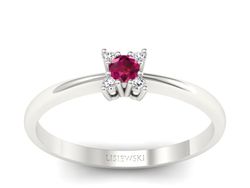 Pierścionek z rubinem i brylantami białe złoto - P16004br