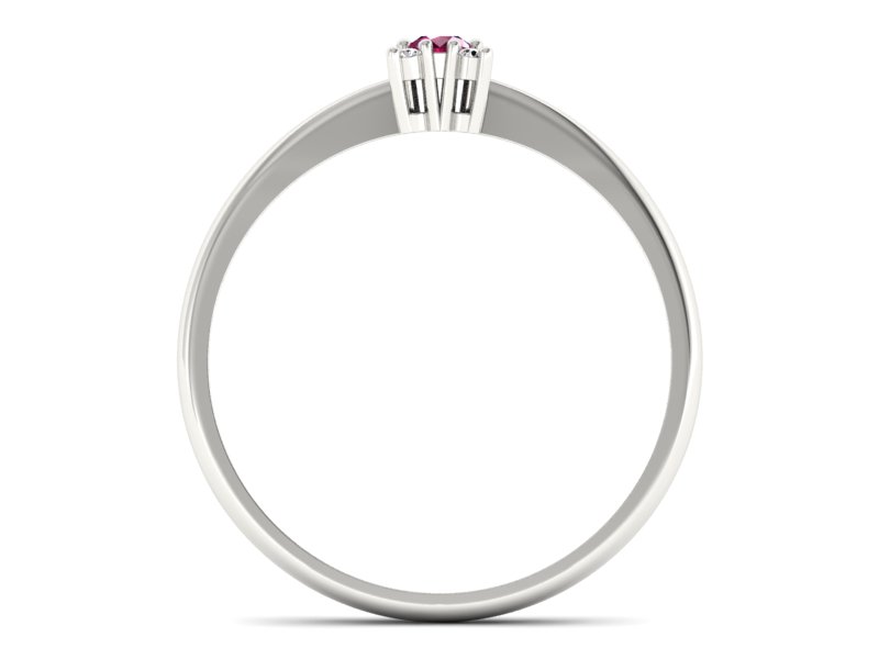 Pierścionek z rubinem i brylantami białe złoto - P16004br - 2