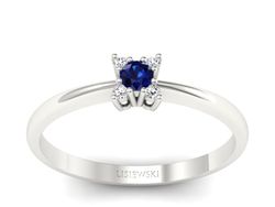 Pierścionek z szafirem i brylantami białe złoto - P16004bsz