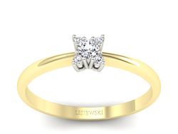 Pierścionek z diamentami żółte i białe złoto 585 - P16004bz