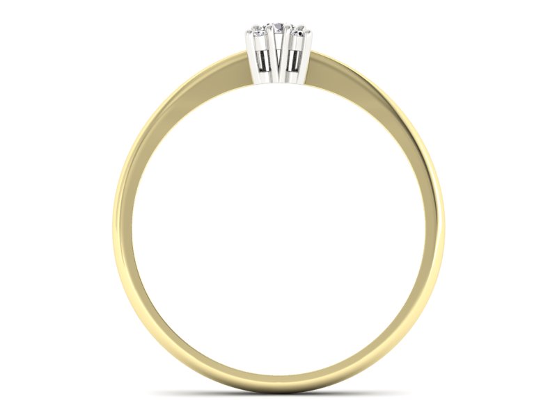 Pierścionek z diamentami żółte i białe złoto 585 - P16004bz - 2