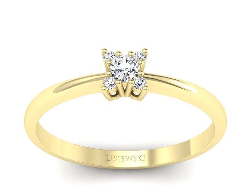 Pierścionek zaręczynowy z brylantami żółte złoto - P16004z - 1