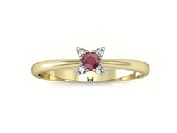Pierścionek z rubinem i diamentami złoto 585 - P16004zbr