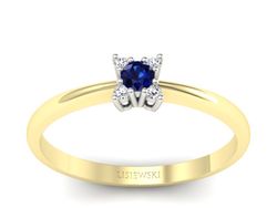 Pierścionek szafir i brylant białe żółte złoto - P16004zbsz