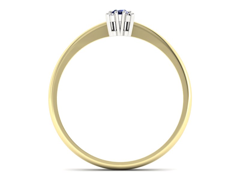 Pierścionek szafir i brylant białe żółte złoto - P16004zbsz - 2