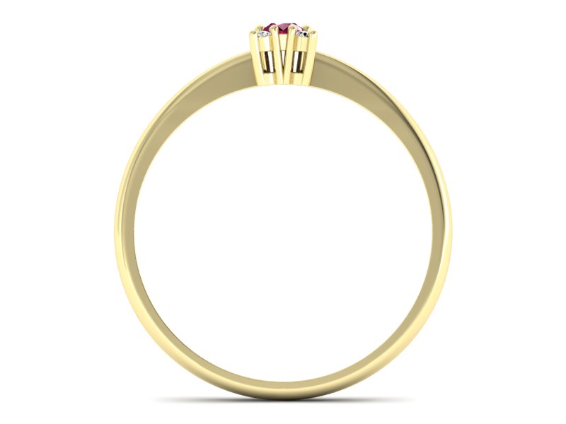 Pierścionek z rubinem i brylantami żółte złoto - P16004zr - 2