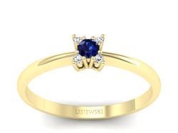 Złoty Pierścionek z szafirem i brylantami - P16004zsz