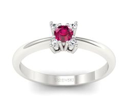 Pierścionek z rubinem i brylantami białe złoto - P16005br