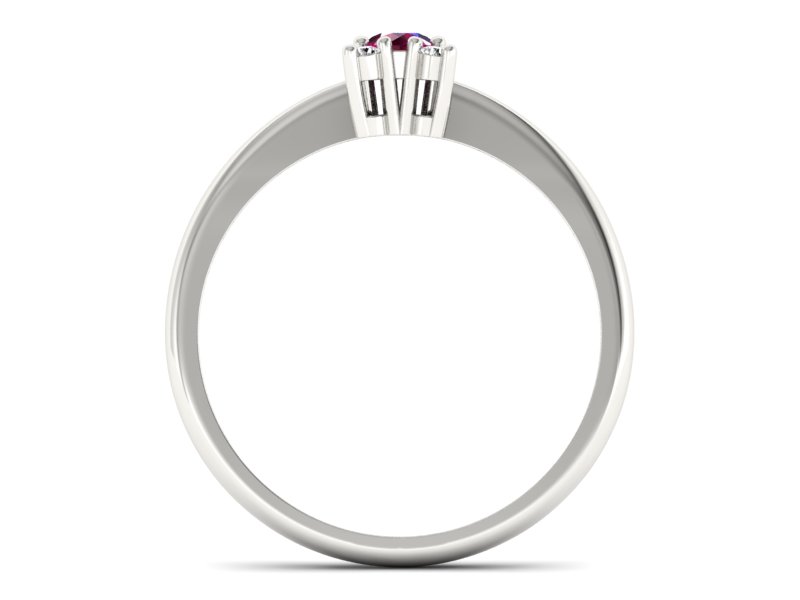 Pierścionek z rubinem i brylantami białe złoto - P16005br - 2