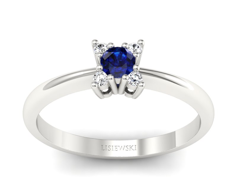 Pierścionek zaręczynowy z szafirem i brylantami - P16005bsz - 1