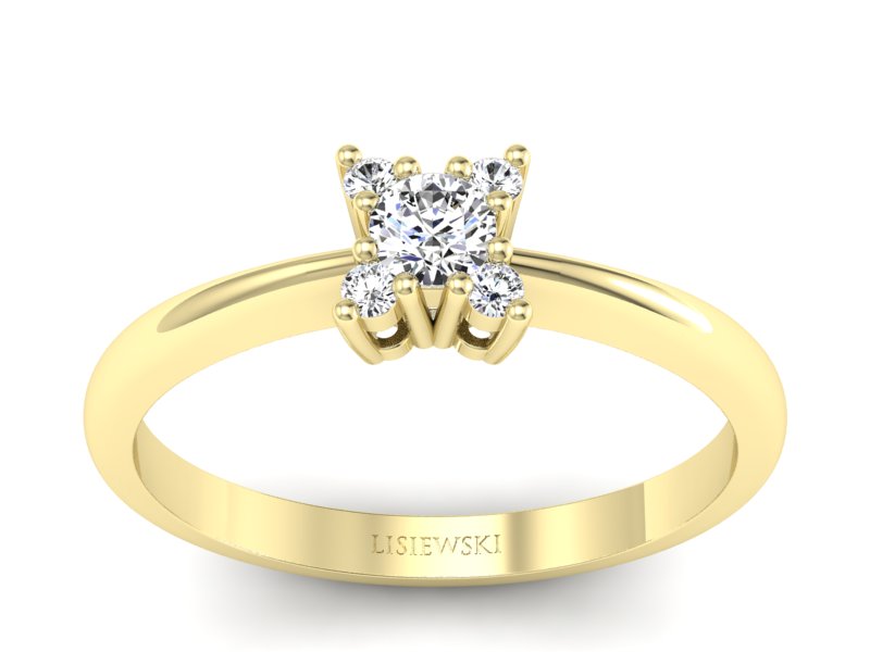 Złoty Pierścionek z brylantami żółte złoto 585 - P16005z - 1