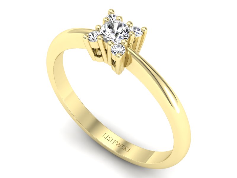 Złoty Pierścionek z brylantami żółte złoto 585 - P16005z - 3