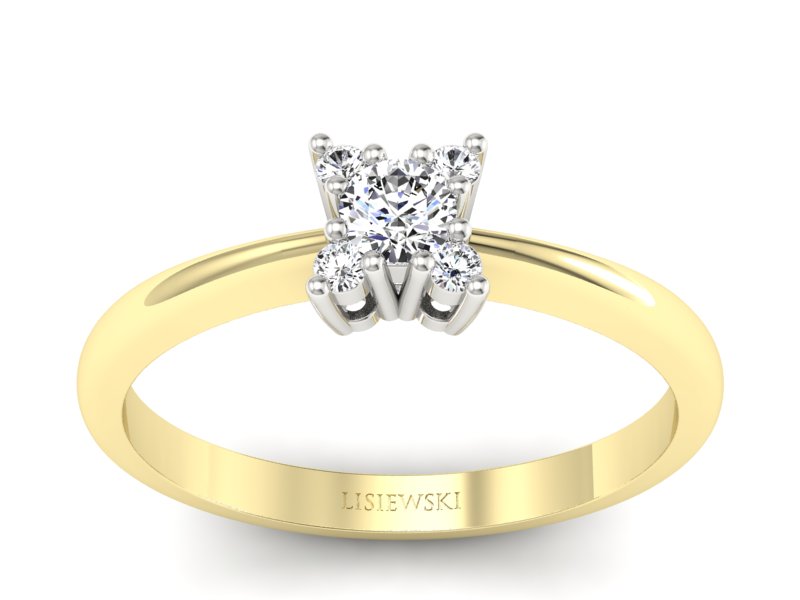 Pierścionek z diamentami żółte i białe złoto - P16005zb_P_G - 1