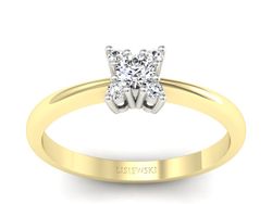 Pierścionek z diamentami żółte i białe złoto - P16005zb_P_G