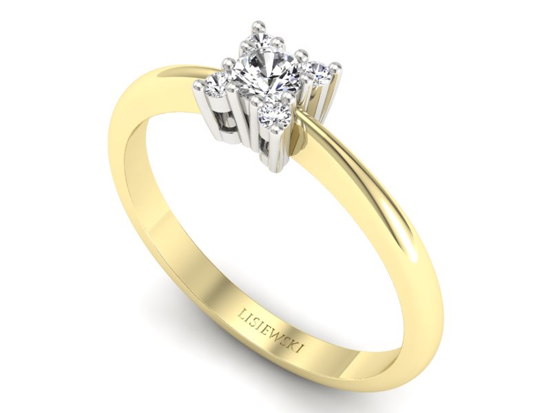 Pierścionek z diamentami żółte i białe złoto - P16005zb_P_G