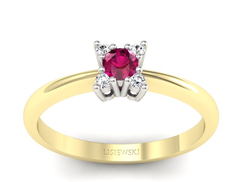 Pierścionek z rubinem i brylantami - P16005zbr - 1