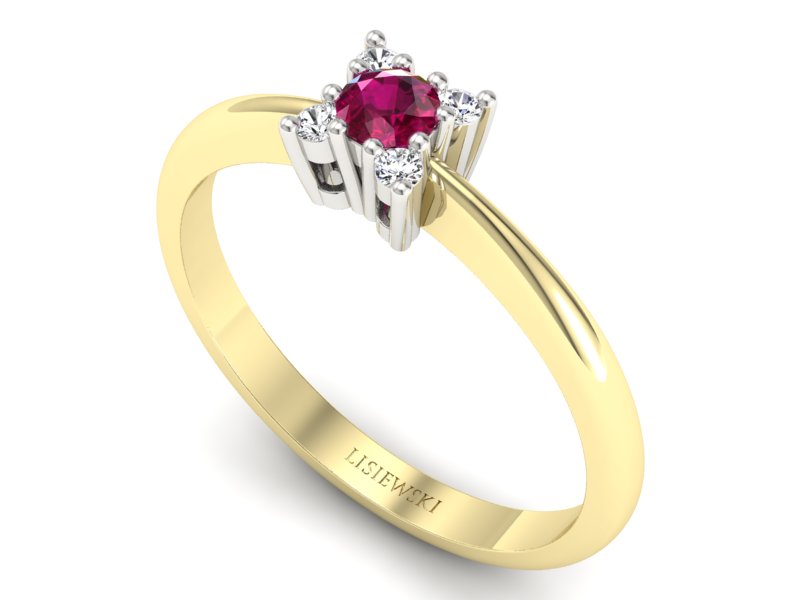 Pierścionek z rubinem i brylantami - P16005zbr - 3