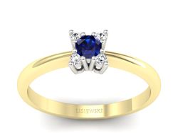 Pierścionek z szafirem i brylantami złoto 585 - P16005zbsz