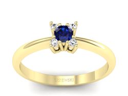 Pierścionek z szafirem i brylantami żółte złoto - P16005zsz