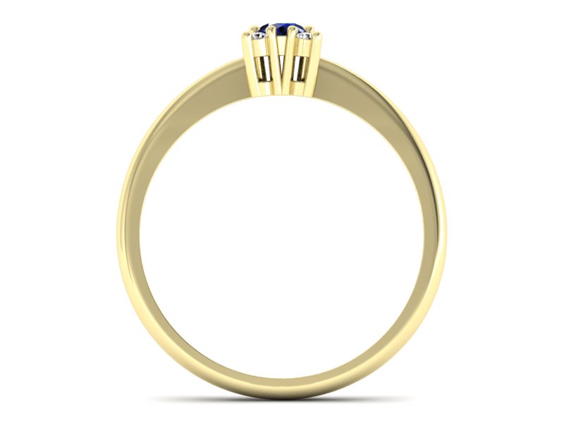 Pierścionek z szafirem i brylantami żółte złoto - P16005zsz - 2