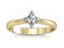 Pierścionek z diamentami żółte i białe złoto 585 - P16009zb
