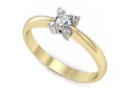 Pierścionek z diamentami żółte i białe złoto 585 - P16010zb