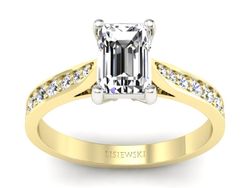Pierścionek z diamentami białe i żółte złoto - p16011zb