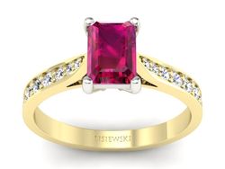 Pierścionek z rubinem i diamentami złoto 585 - p16011zbr