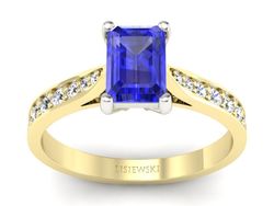 Pierścionek z szafirem i diamentami złoto 585 - p16011zbszc