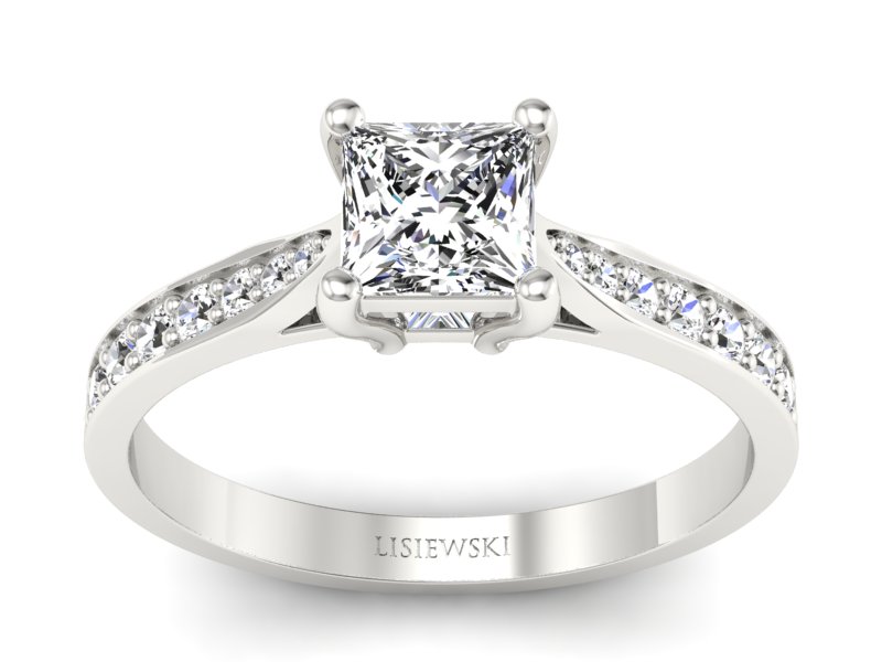 Złoty Pierścionek z diamentami białe złoto 585 - p16012b - 1