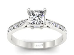 Złoty Pierścionek z diamentami białe złoto 585 - p16012b