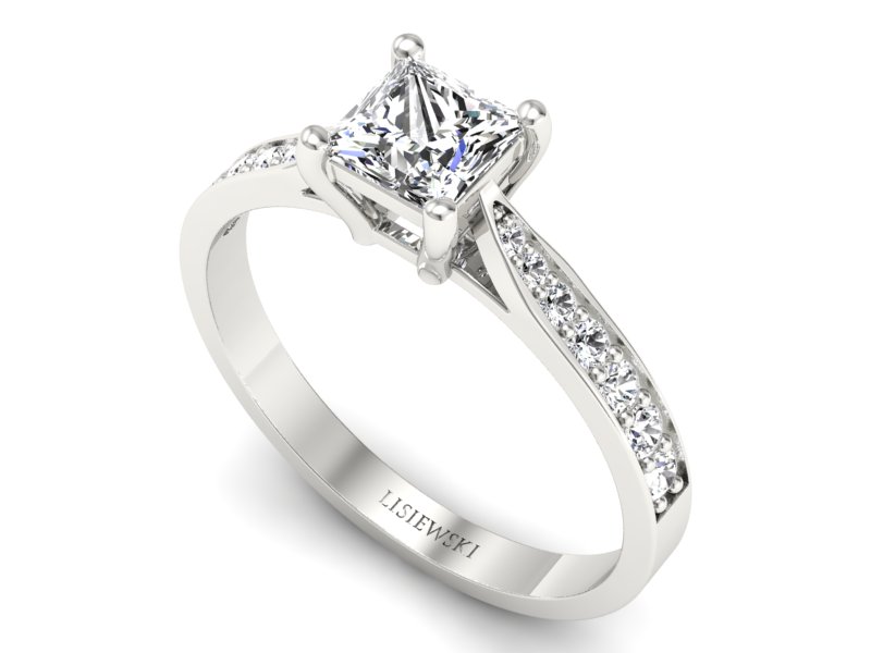 Złoty Pierścionek z diamentami białe złoto 585 - p16012b - 3