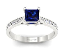 Pierścionek z szafirem i brylantami złoto 585 - p16012bsz