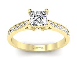 Złoty Pierścionek z diamentami żółte złoto 585 - p16012z