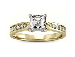 Pierścionek z diamentami białe i żółte złoto - p16012zb