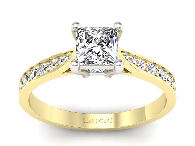 Pierścionek z diamentami białe i żółte złoto - p16012zb - 1