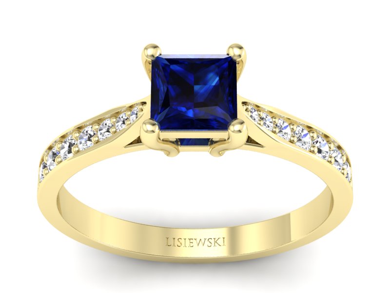 Pierścionek z szafirem i brylantami złoto 585 - p16012zsz - 1