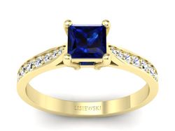 Pierścionek z szafirem i brylantami złoto 585 - p16012zsz