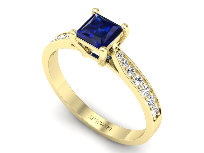 Pierścionek z szafirem i brylantami złoto 585 - p16012zsz - 3
